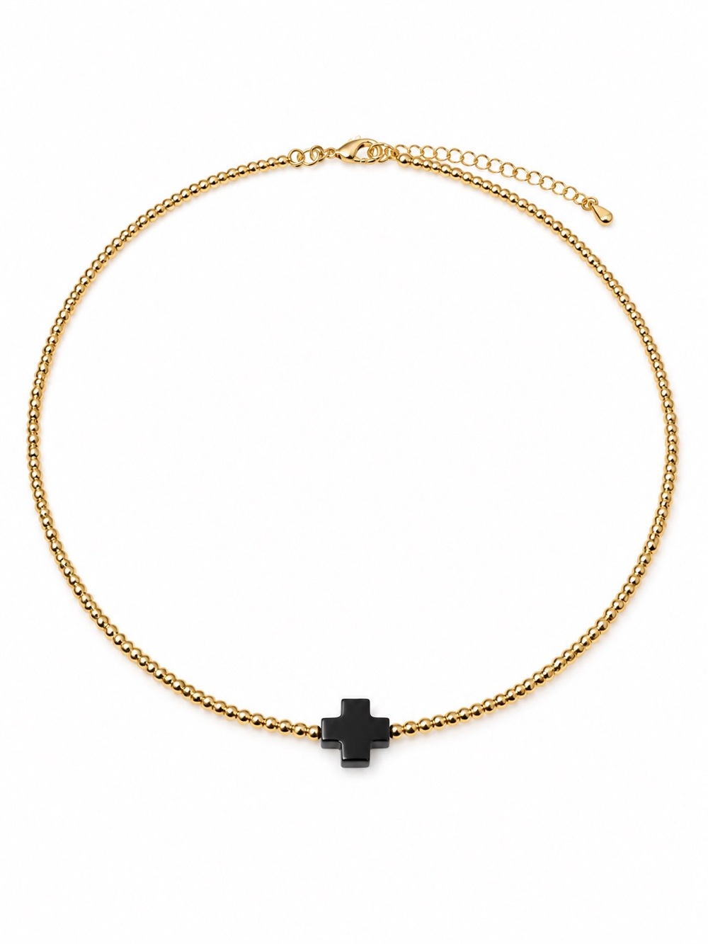 Enewton Gold Beaded black Cross Necklace